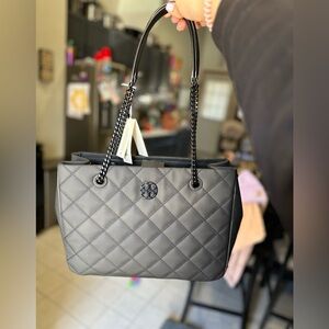 Tory Burch Willa Matte Black Tote Bag